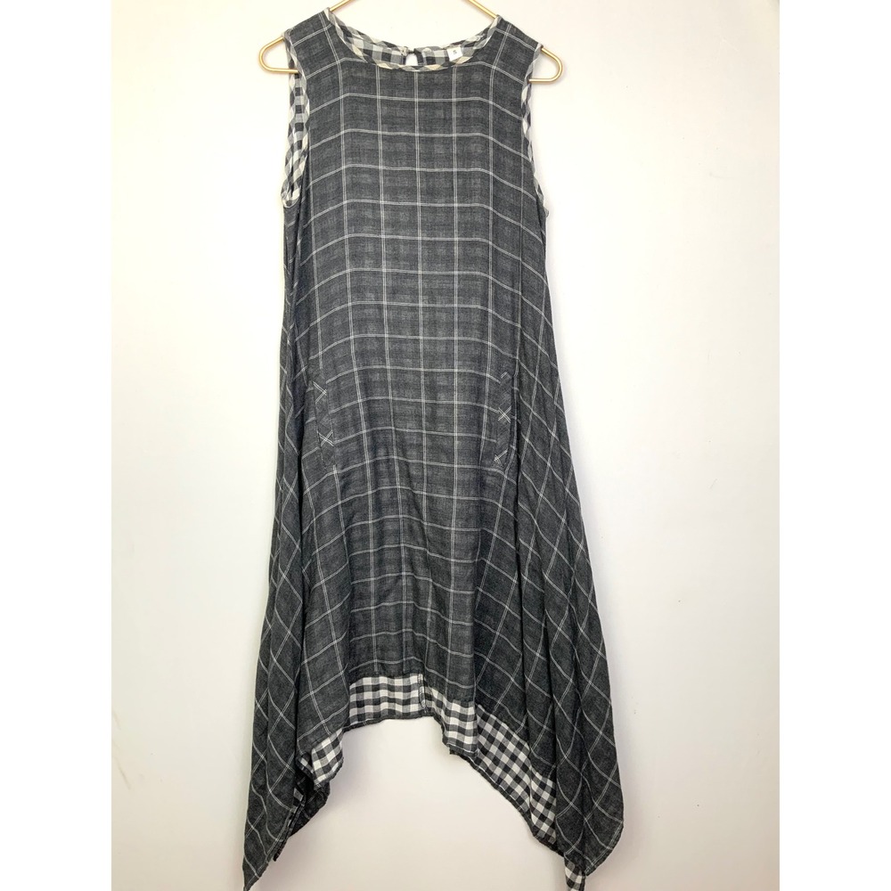 Uncle Frank Small Mixed Print Windowpane Gingham Plaid Handkerchief Hem Dress
